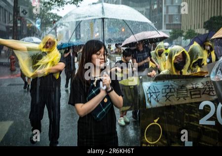 Demonstranten marschierten am 10./06/2023 während der Rallye für die Demokratie in Hong Kongs durch die Straßen Taipeh, Taiwan. Die Demonstranten forderten die Freilassung politischer Gefangener und einen Kampf für die Grundrechte der Bürger Hongkongs, die seit der Umsetzung der Hongkonger Version des nationalen Sicherheitsgesetzes im Jahr 2020 eingeschränkt wurden. Die Beschränkungen der Meinungs- und Versammlungsfreiheit wurden in Hongkong in den letzten Wochen weiter eingeschränkt. Von Wiktor Dabkowski Credit: dpa Picture Alliance/Alamy Live News Stockfoto