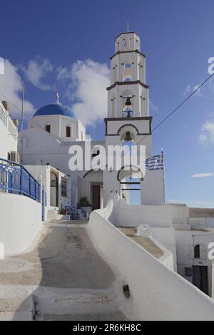 Kirche Megali Panayia, Pyrgos, alte Inselhauptstadt, Santorin, Kykladen, Griechenland Stockfoto