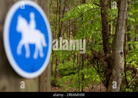 Zeichen für eine Reiterstraße nur für Pferde im Nationalpark in der Nähe der Ostsee Stockfoto