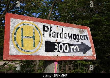 Zeichen für eine Reiterstraße nur für Pferde im Nationalpark in der Nähe der Ostsee Stockfoto
