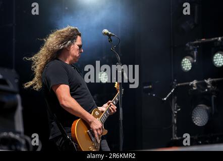 Solvesborg, Schweden, 10. Juni, 2023. Tag 4 Monster Magnet (USA) tritt auf dem Sweden Rock Festival auf. Phil Caivano C Rhythmusgitarre, Leadgitarre Kredit: PEO Mšller/Alamy Live News Stockfoto