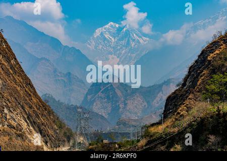 Mount Annapurna, 8091m, Provinz Gandaki, Himalaya, Nepal, Asien Stockfoto