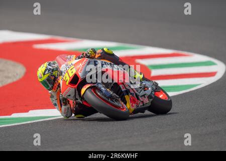 Misano Adriatico, Ita. 09. Juni 2023. 36 Joan mir Repsol Honda Team während des MotoGP Oakley Italian Grand Prix Free Practice Friday, MotoGP of Italy - auf dem Mugello Circuit am 9. Juni 2023 in Scarperia, Italien. (Foto: Fabio Averna/Sipa USA) Guthaben: SIPA USA/Alamy Live News Stockfoto