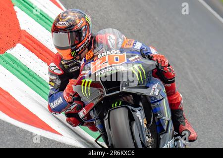 Misano Adriatico, Ita. 09. Juni 2023. 20 Fabio Quartararo Monster Energy Yamaha MotoGP™ während des MotoGP Oakley Italian Grand Prix Free Practice Friday, MotoGP von Italien - auf der Mugello Circuit am 9. Juni 2023 in Scarperien, Italien. (Foto: Fabio Averna/Sipa USA) Guthaben: SIPA USA/Alamy Live News Stockfoto