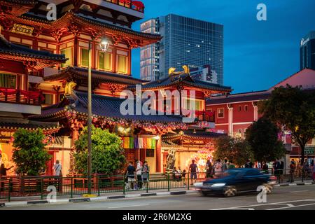 Außenansicht des Buddha Tooth Relic Temple, Chinatown, Central Area, Singapur, Südostasien, Asien Stockfoto