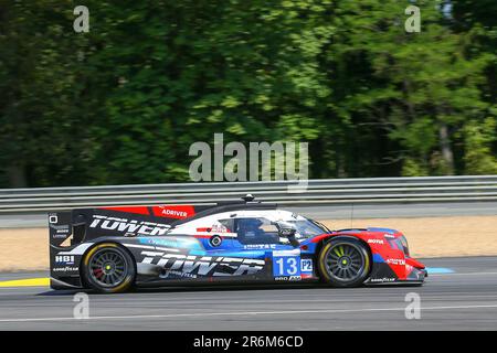 Le Mans, Frankreich. 10. Juni 2023. # 13, Le Mans, Frankreich, Renntag 10. JUNI 2023: John Farano, Ricky Taylor, Rene Rast, Team Tower Motorsports, Oreca 07 - Gibson Car, LMP2. Klasse, während der Übungssitzung der 24h. Von Le Mans am 10. Juni . Das Team von Tower Motorsports fährt in der LMP2. Klasse in den 24 Stunden des Le Mans Events auf der Rennstrecke de la Sarthe, kostenpflichtiges Bild, Foto Copyright © Geert FRANQUET/ATP Images (FRANQUET Geert /ATP/SPP) Credit: SPP Sport Press Photo. Alamy Live News Stockfoto