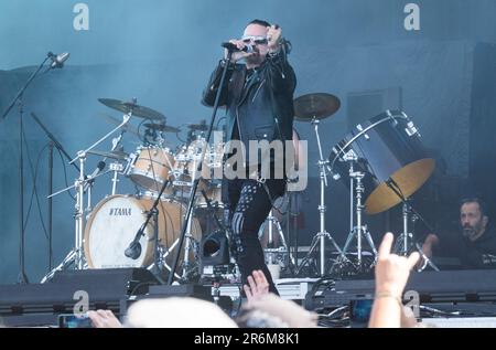 Solvesborg, Schweden. 10. Juni 2023 SOLVESBORG 20230610 US-Band Symphony X tritt während des Sweden Rock Festival 2023 auf. Foto: Fredrik Sandberg/TT/kod 10080 Kredit: TT News Agency/Alamy Live News Stockfoto