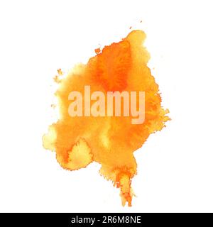 Abstrakter handgemalter Hintergrund in Aquarellfarben in Orange. Grunge-Struktur für Karten- und Flyerdesign Stockfoto