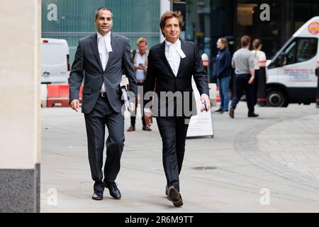 David Sherborne trifft heute Morgen vor dem dritten Prozesstag gegen die Mirror Group Newspapers ein. Bildaufnahme vom 7. Juni 2023. Stockfoto