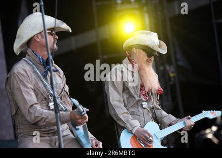 Solvesborg, Schweden. 10. Juni 2023. Billy Gibbons und das BFGS (USA) treten am letzten Tag des Sweden Rock Festivals 2023 auf. Foto: Fredrik Sandberg/TT/Code 10080 Kredit: TT News Agency/Alamy Live News Stockfoto