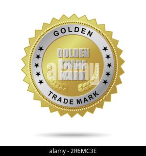 Goldenes Vector-Abzeichen mit dem Namen „Goldenes Markenzeichen“ für Ihre Geschäftskunst. Stock Vektor