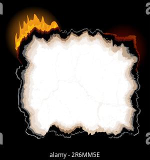 Ein Stück brennendes Papier mit gezackten Kanten Stock Vektor