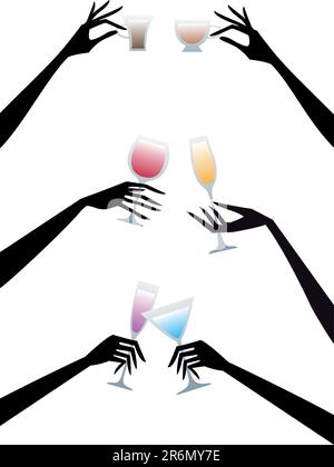 Weibliche Hände mit Brille, Vektor Stock Vektor