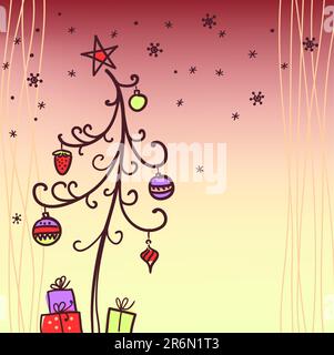 Weihnachtskarte mit Baum Stock Vektor