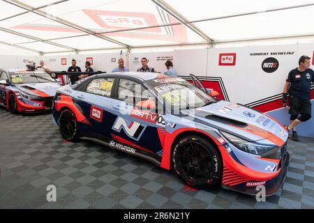 Vallelunga Circuit, Rom, Italien 11 2023. Juni - TCR Italy Festival, TCR World Tour, Hyundai Elantra N TCR vor der Qualifikationsrunde. Foto: Fabio Pagani/Alamy Live News Stockfoto