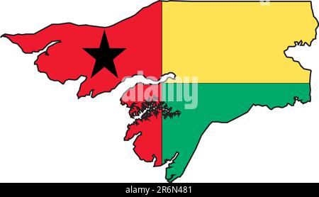 Darstellungsvektor einer Karte und Flagge aus Guinea-Bissau Stock Vektor