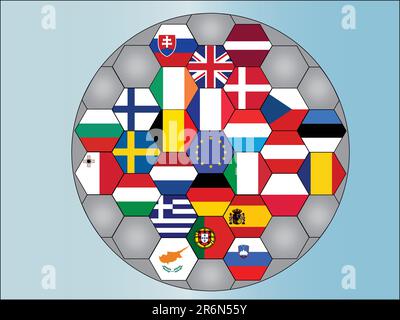 Ein Vektor, der europa und Länder auf einem Ball repräsentiert Stock Vektor