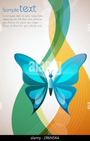 Illustration der Schmetterling auf abstrakten Hintergrund mit Beispieltext Stock Vektor