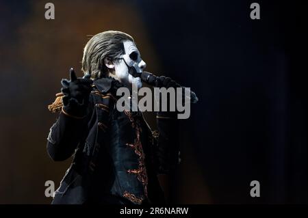 Solvesborg, Schweden, 10. Juni, 2023. Tag 4 Ghost (SE) tritt auf dem Sweden Rock Festival auf. Kredit: Peo Mšller/Alamy Live News Stockfoto