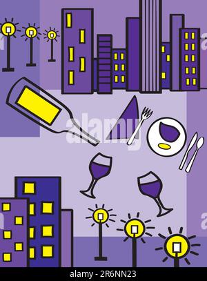 Abstrakte Illustration eines Abends in der Stadt. Stock Vektor