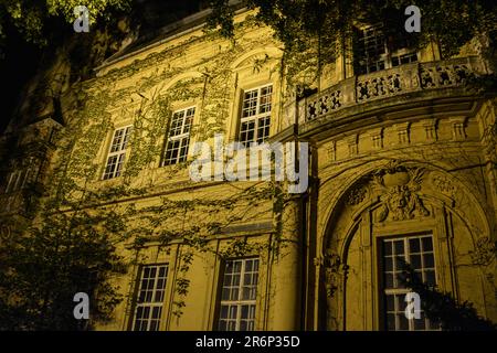 Geisterhaus, übernommen von Ivy Leaves - Budapest, Ungarn Stockfoto