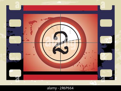 Verkratzten Film Countdown Nr. 2 Stock Vektor