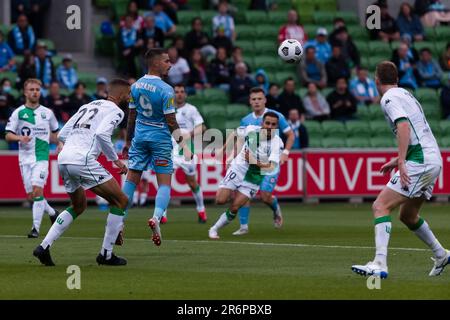 MELBOURNE, AUSTRALIEN - 16. JANUAR: Jamie Maclaren von Melbourne City während des Hyundai A-League-Fußballspiels zwischen dem Melbourne City FC und dem Western United FC am 16. Januar 2021 im AAMI Park in Melbourne, Australien. Stockfoto