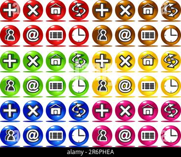 Farbenfrohe grundlegende Websymbole Stock Vektor