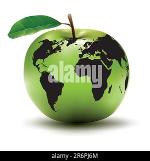 Umweltkonzept/Apfel/Globus/Vektor-EPS-Illustration Stock Vektor
