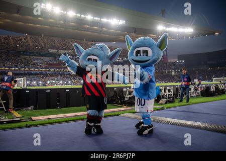 Istanbul, Türkei. 11. Juni 2023. Die Maskots von Manchester City während des UEFA Champions League-Finales 2023 zwischen Manchester City und Inter im Atatürk Olympiastadion in Istanbul, Türkei, am 10. Juni 2023 (Foto: Andrew SURMA/Credit: SIPA USA/Alamy Live News Stockfoto