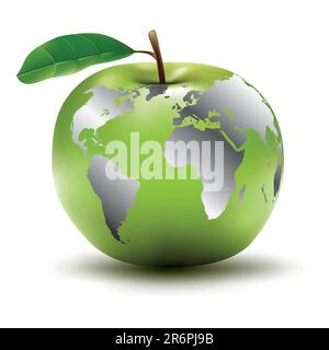 Umweltkonzept/Apfel/Globus/Vektor-EPS-Illustration Stock Vektor