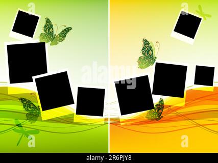 Collage Design, legen Sie Ihre Fotos Hintergrund mit schöne Schmetterlinge Stock Vektor