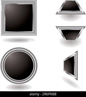 Illustriert von silbernen Knopf-Variante mit einer metallischen Fase Stock Vektor