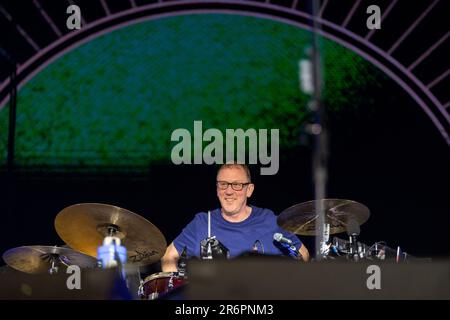 Porto, Portugal. 11. Juni 2023. Dave Rowntree von der englischen Rockband Blur tritt auf der Bühne im Primavera Sound auf. Kredit: SOPA Images Limited/Alamy Live News Stockfoto