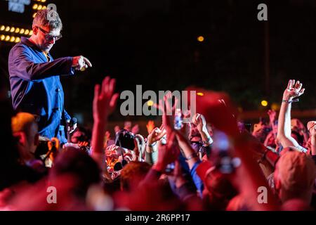 Porto, Portugal. 11. Juni 2023. Damon Albarn von der englischen Rockband Blur tritt auf der Bühne im Primavera Sound auf. (Foto: Diogo Baptista/SOPA Images/Sipa USA) Guthaben: SIPA USA/Alamy Live News Stockfoto