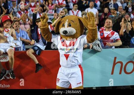 St. Helens, England - 9. Juni 2023 - St. Helens Maskottchen. Rugby League Betfred Super League, St. Helens gegen Wigan Warriors im Totally Wicked Stadium, St. Helens, Großbritannien Stockfoto