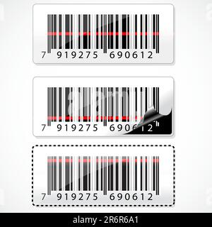 Illustration der Barcode mit Strahlen auf weißem Hintergrund Stock Vektor