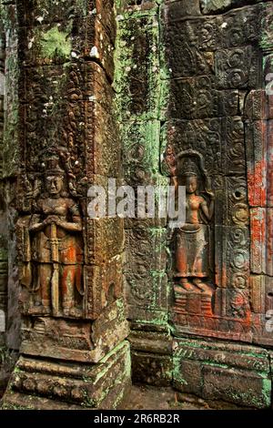 Banteay Kdei ist ein kleiner, aber sehr exquisiter Tempel in der Nähe von Ta Prohm, der nicht sehr renoviert, aber nur geschützt ist. Es wurde von König Jayavarman erbaut. Stockfoto