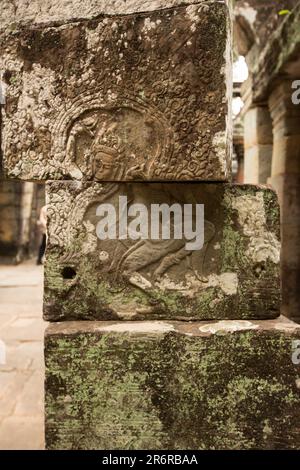 Banteay Kdei ist ein kleiner, aber sehr exquisiter Tempel in der Nähe von Ta Prohm, der nicht sehr renoviert, aber nur geschützt ist. Es wurde von König Jayavarman erbaut. Stockfoto