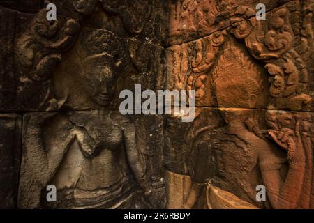 Banteay Kdei ist ein kleiner, aber sehr exquisiter Tempel in der Nähe von Ta Prohm, der nicht sehr renoviert, aber nur geschützt ist. Es wurde von König Jayavarman erbaut. Stockfoto