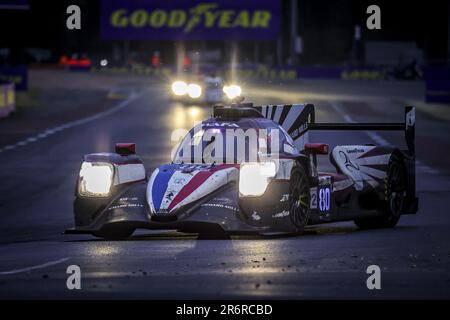 80 PERRODO Francois (Fra), BARNICOAT Ben (GIR), NATO Norman (Fra), AF Corse, Oreca 07 - Gibson, Action während der 24 Stunden von Le Mans 2023 auf dem Circuit des 24 Heures du Mans vom 10. Bis 11. Juni 2023 in Le Mans, Frankreich - Foto: Paulo Maria/DPPI/LiveMedia Stockfoto