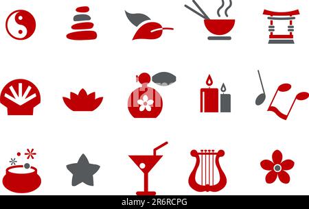 Vector Icons Pack – Red Series, Zen Kollektion Stock Vektor