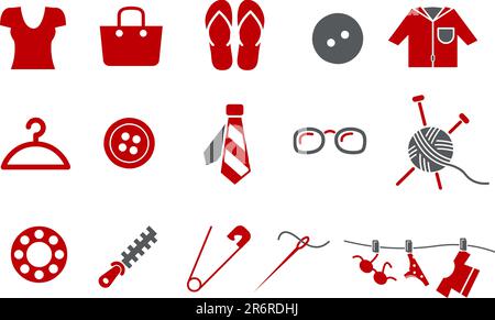 Vector Icons Pack – Red Series, Bekleidungskollektion Stock Vektor