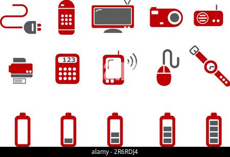 Vector Icons Pack – Red Series, elektronische Sammlung Stock Vektor