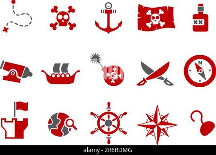 Vector Icons Pack - Red Series, Piratensammlung Stock Vektor