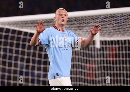 Erling Haaland aus Manchester City während der UEFA Champions League, Endspiel zwischen dem FC Manchester City und dem FC Internazionale am 10. Juni 2023 im Atatürk Olympiastadion in Istanbul, Türkei - Foto: Jean Catuffe/DPPI/LiveMedia Stockfoto