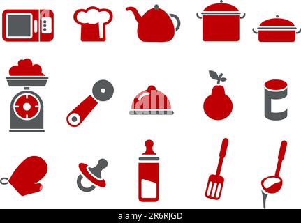 Vector Icons Pack – Red Series, Lebensmittelsammlung Stock Vektor