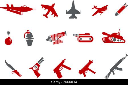 Vector Icons Pack - Red Series, Waffensammlung Stock Vektor