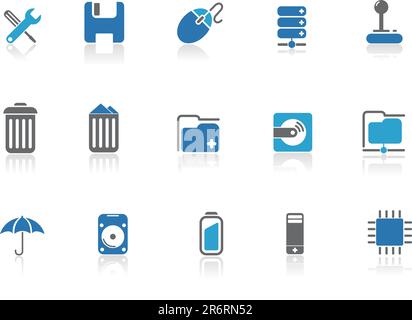 Blaue Symbole für Computer und Daten Stock Vektor