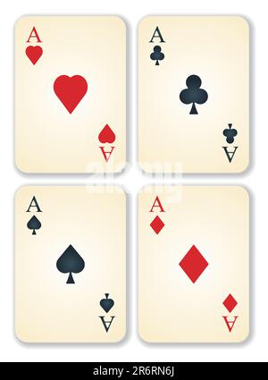Vektor-Version des alten Vintage Asse Spielkarten Stock Vektor